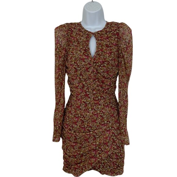 Bardot Dresses & Skirts - Bardot Revolve Ruched Ditsy Floral Mini Dress S Ditsy Floral